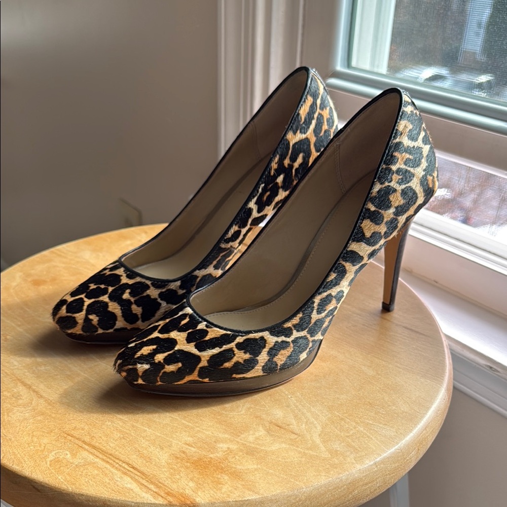Elegant Coach Leopard Calfhair Stiletto Heels